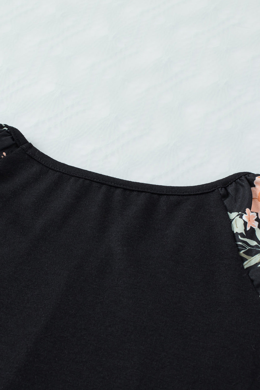 Black Tiered Floral Raglan Sleeve T Shirt