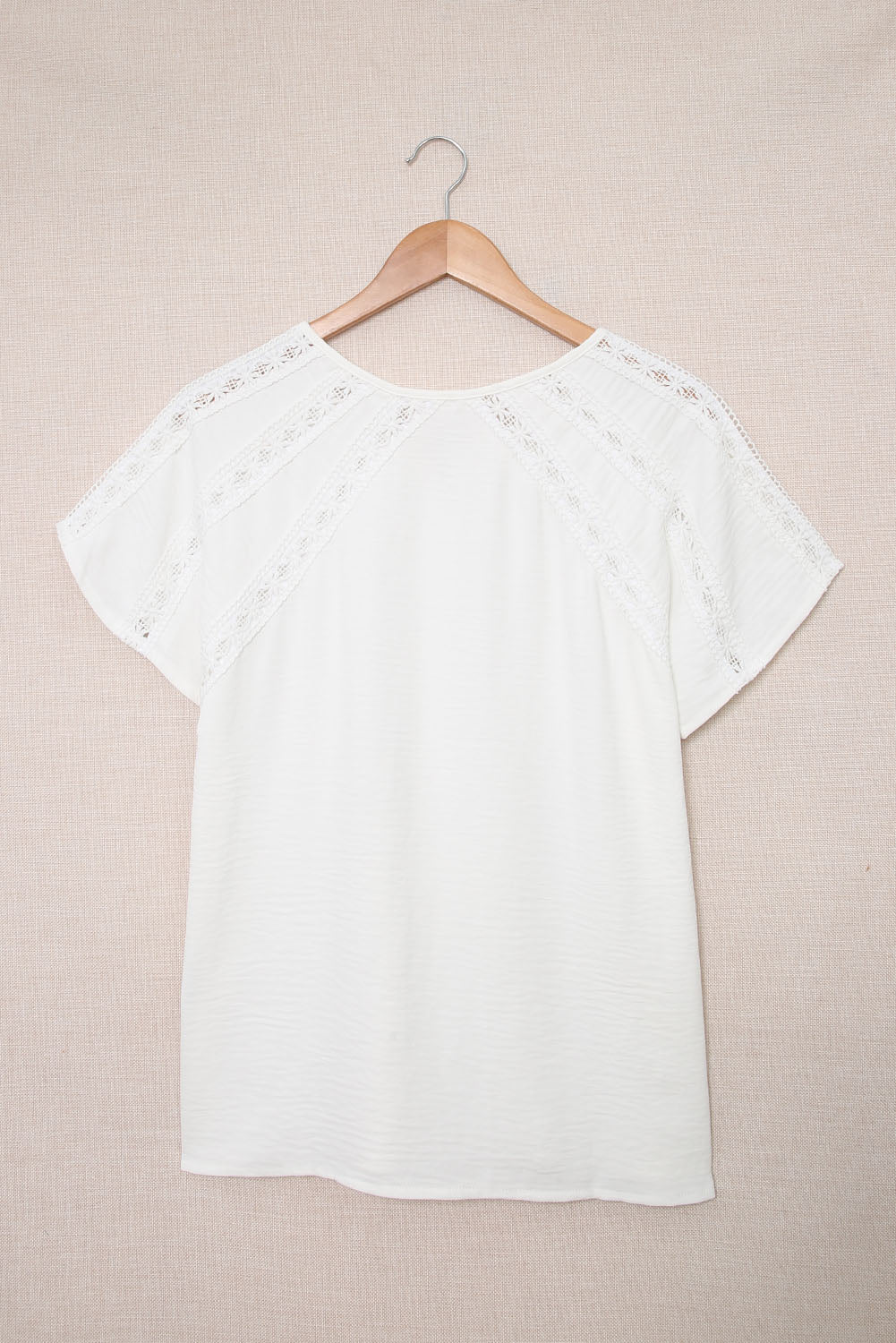 White Crochet Eyelet Short Sleeves Top