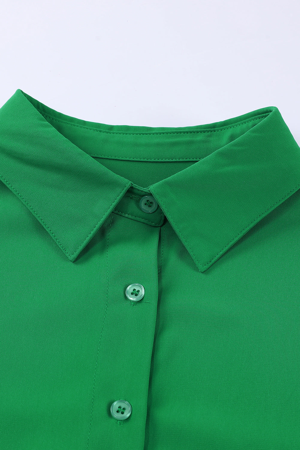 Green 3/4 Puff Sleeve Oversize Shirt