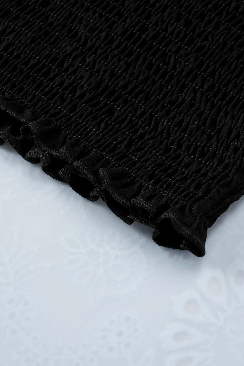 Black Smocked Tube Top and High Waist Pants Set