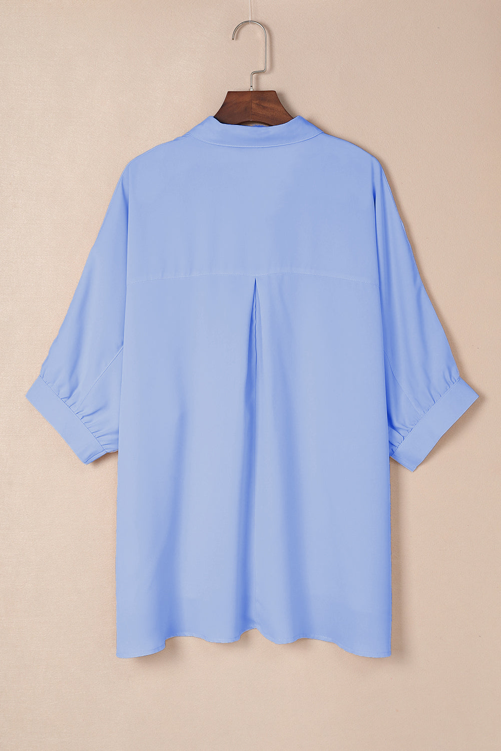 Green 3/4 Puff Sleeve Oversize Shirt