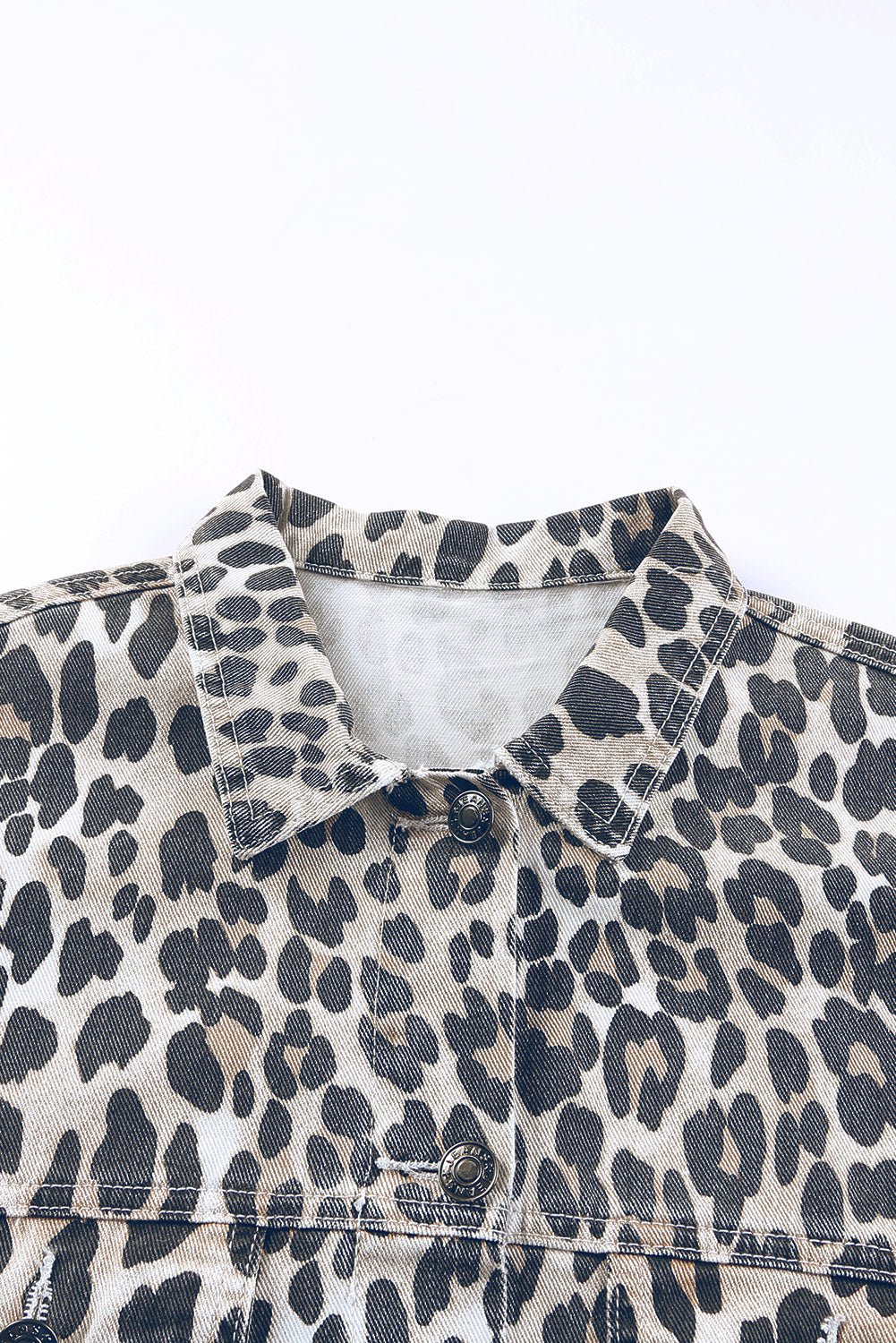 Leopard Print Button up Denim Jacket