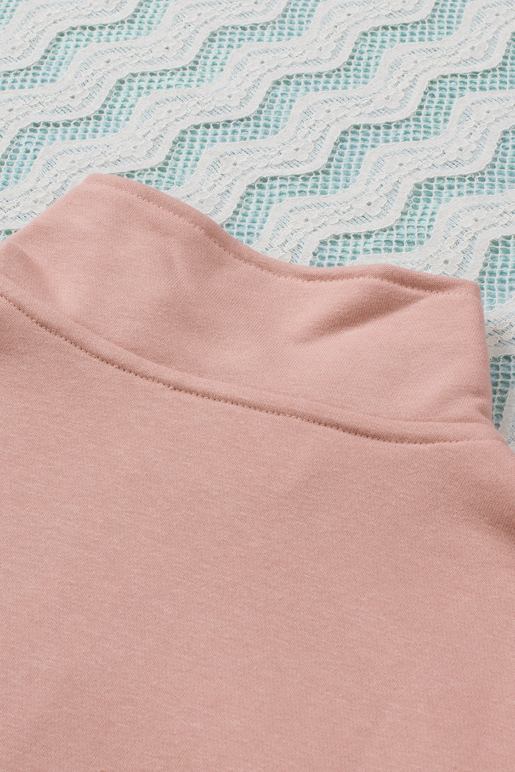 Pink Color Block Patch Bicep Quarter Zip Sweatshirt