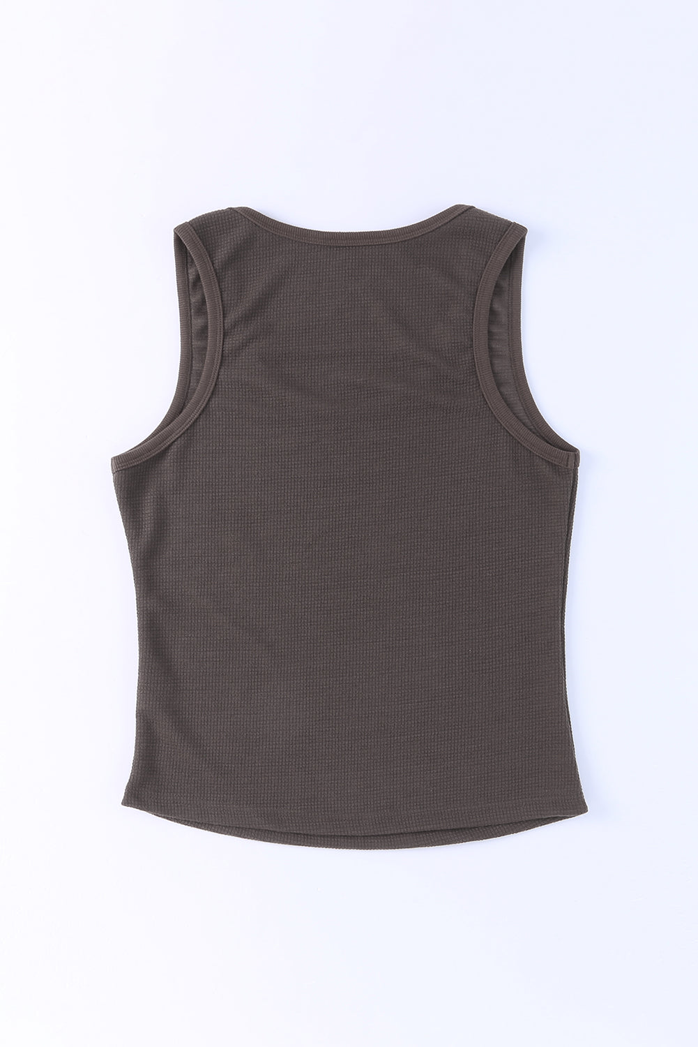 Gray Plain Waffle Knit U Neck Tank Top