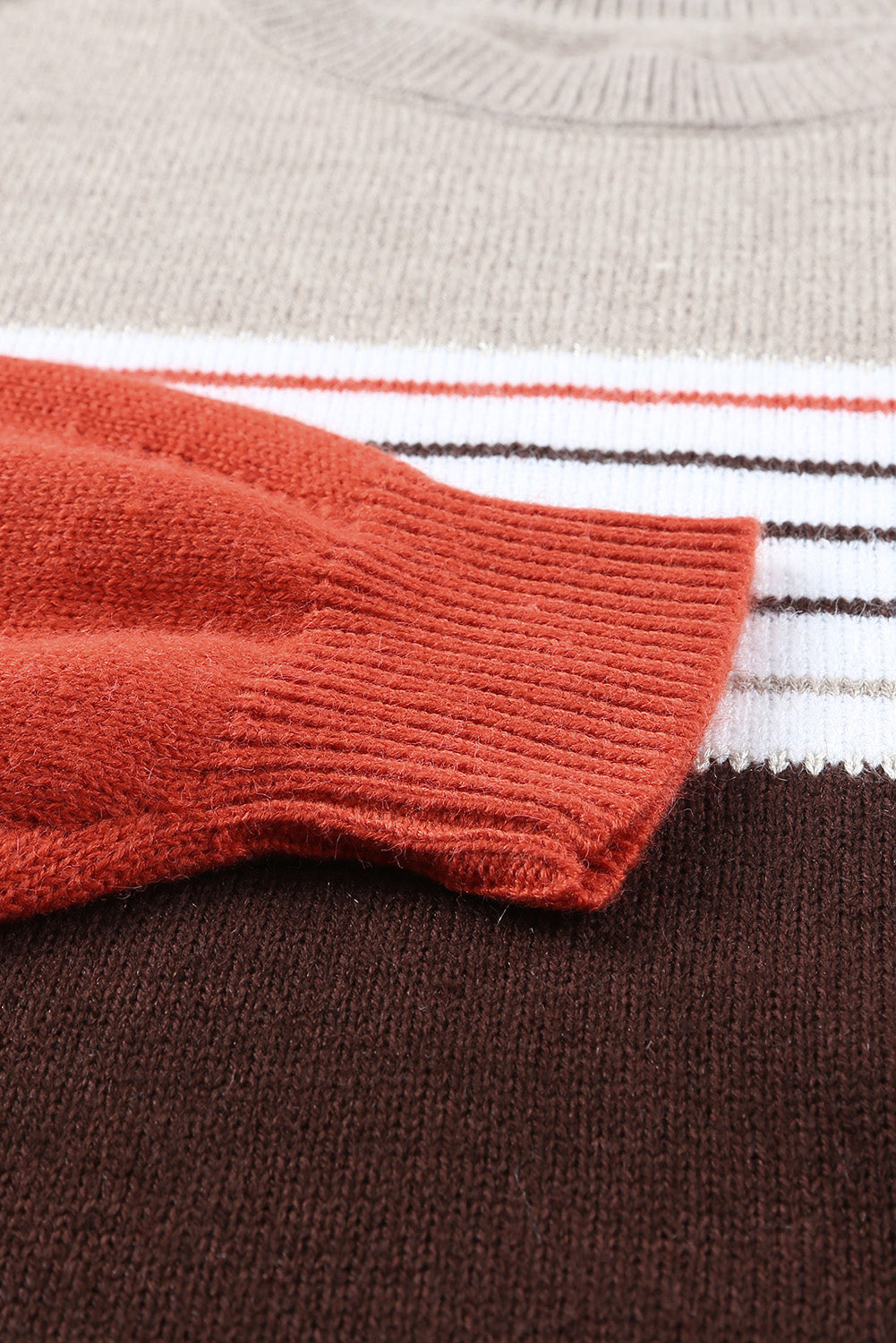 Color Block Striped Knit Oversize Sweater