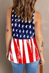 Blue Stars Stripes Flag Print Longline Tank Top