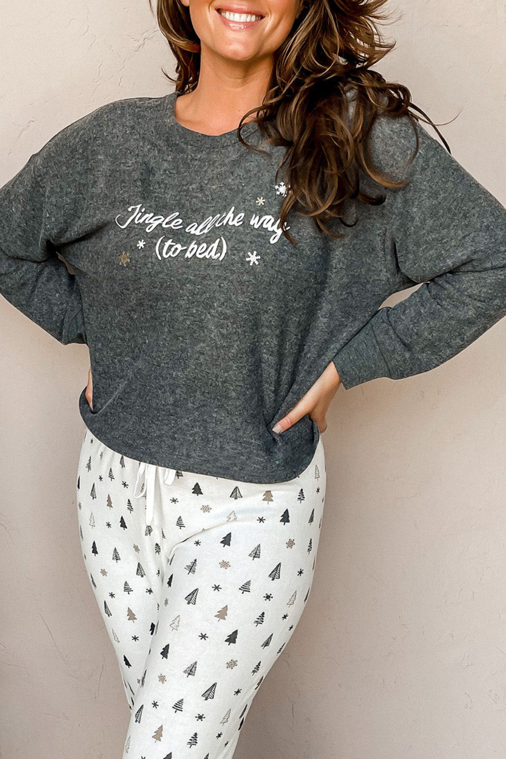 Gray Jingle All The Way Christmas Loungewear Set