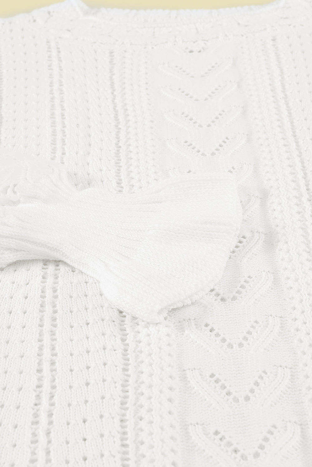 Blue Crochet Lace Pointelle Knit Sweater