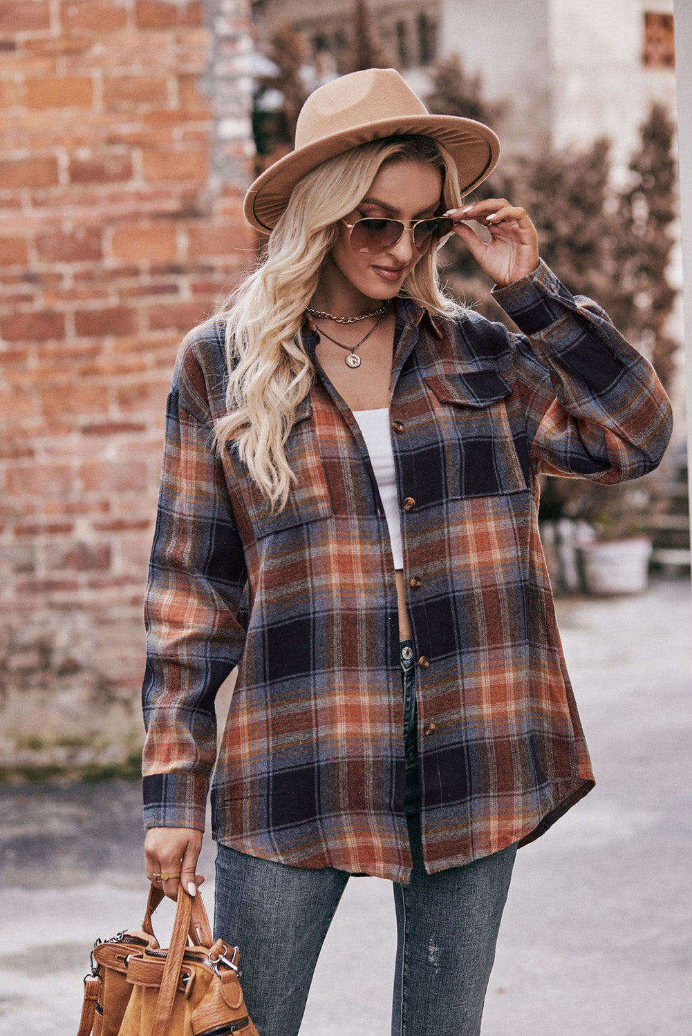 Multicolour Plaid Print Flap Pocket Shirt