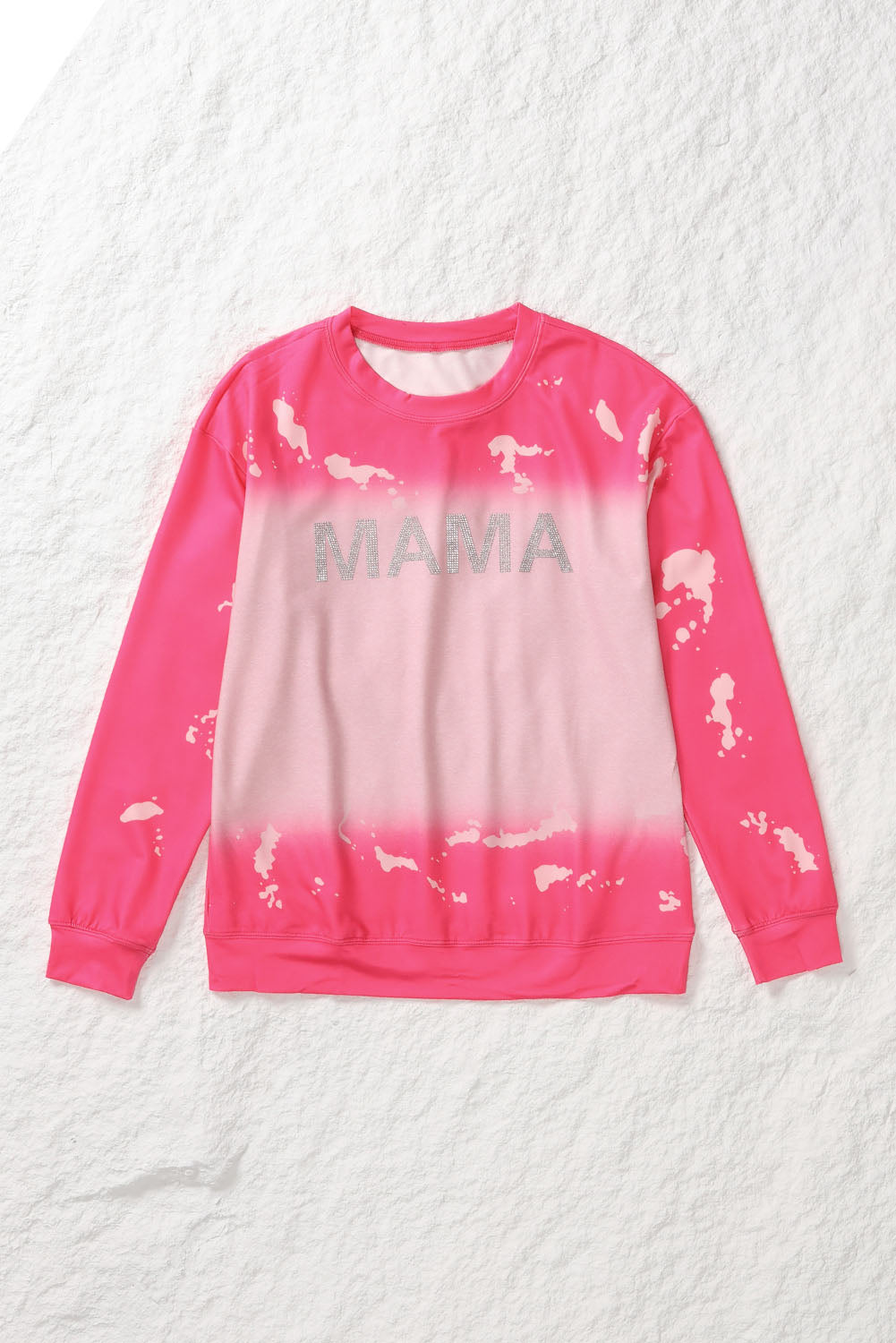 Pink Mama Rhinestone Letter Graphic Tie Dye Pullover