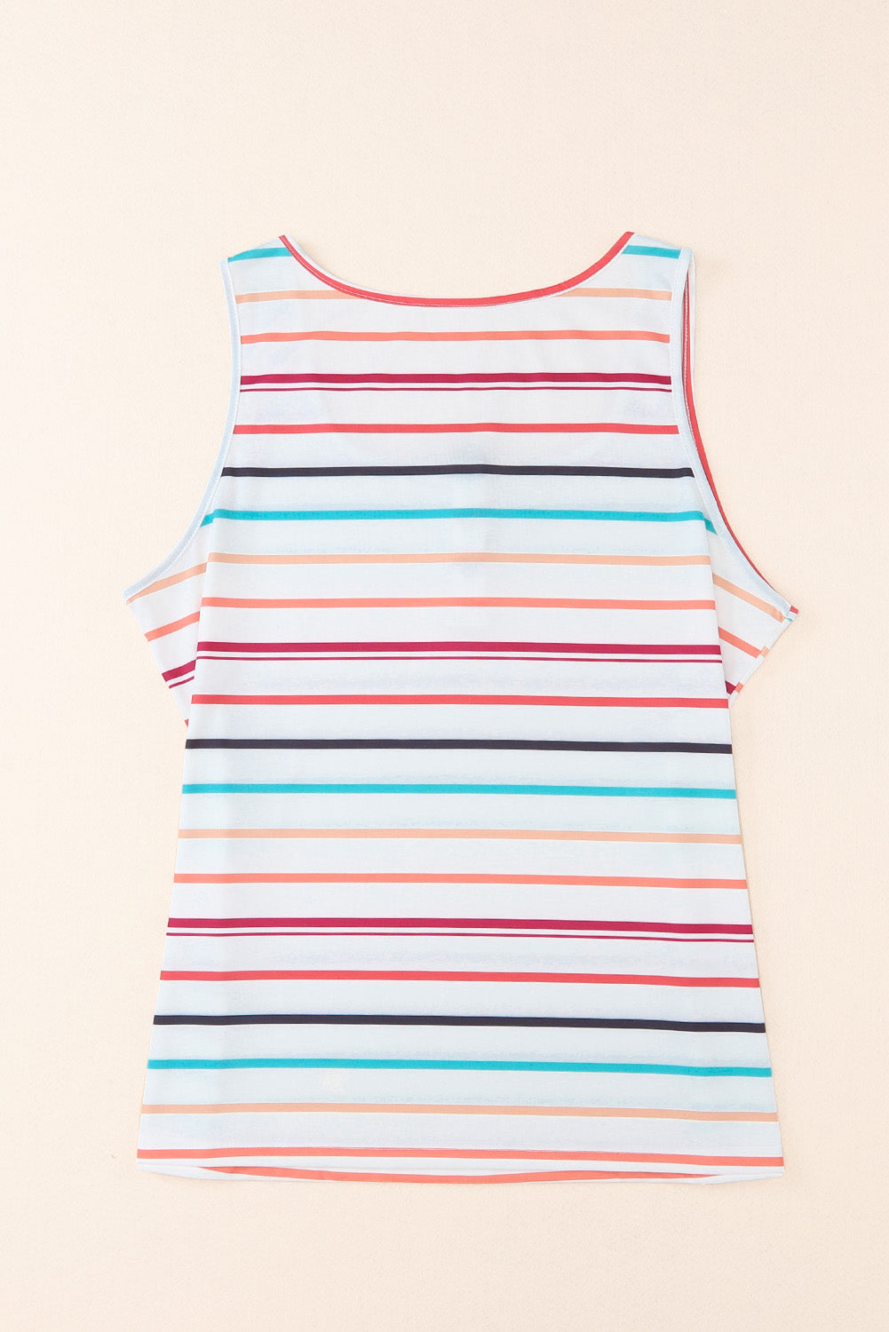 Stripe Button U Neck Tank Top