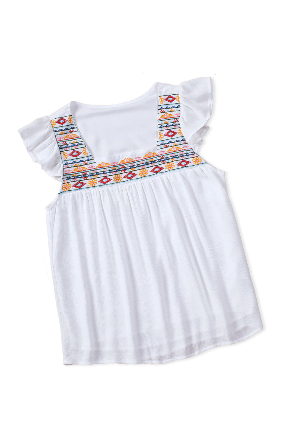 White Embroidered Babydoll Top