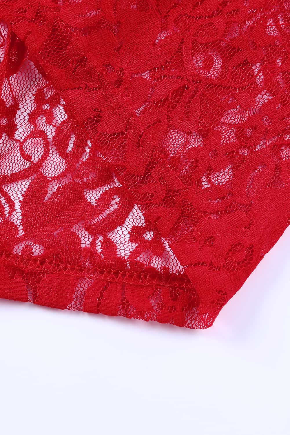 Red Lace V Neck Wrap Spaghetti Straps Maxi Dress