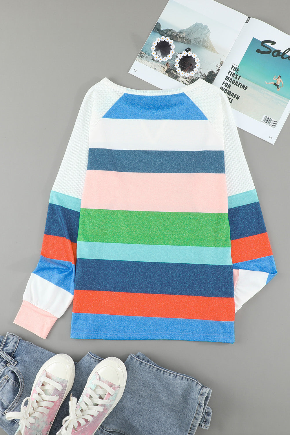 Striped Color Block Long Sleeve Top