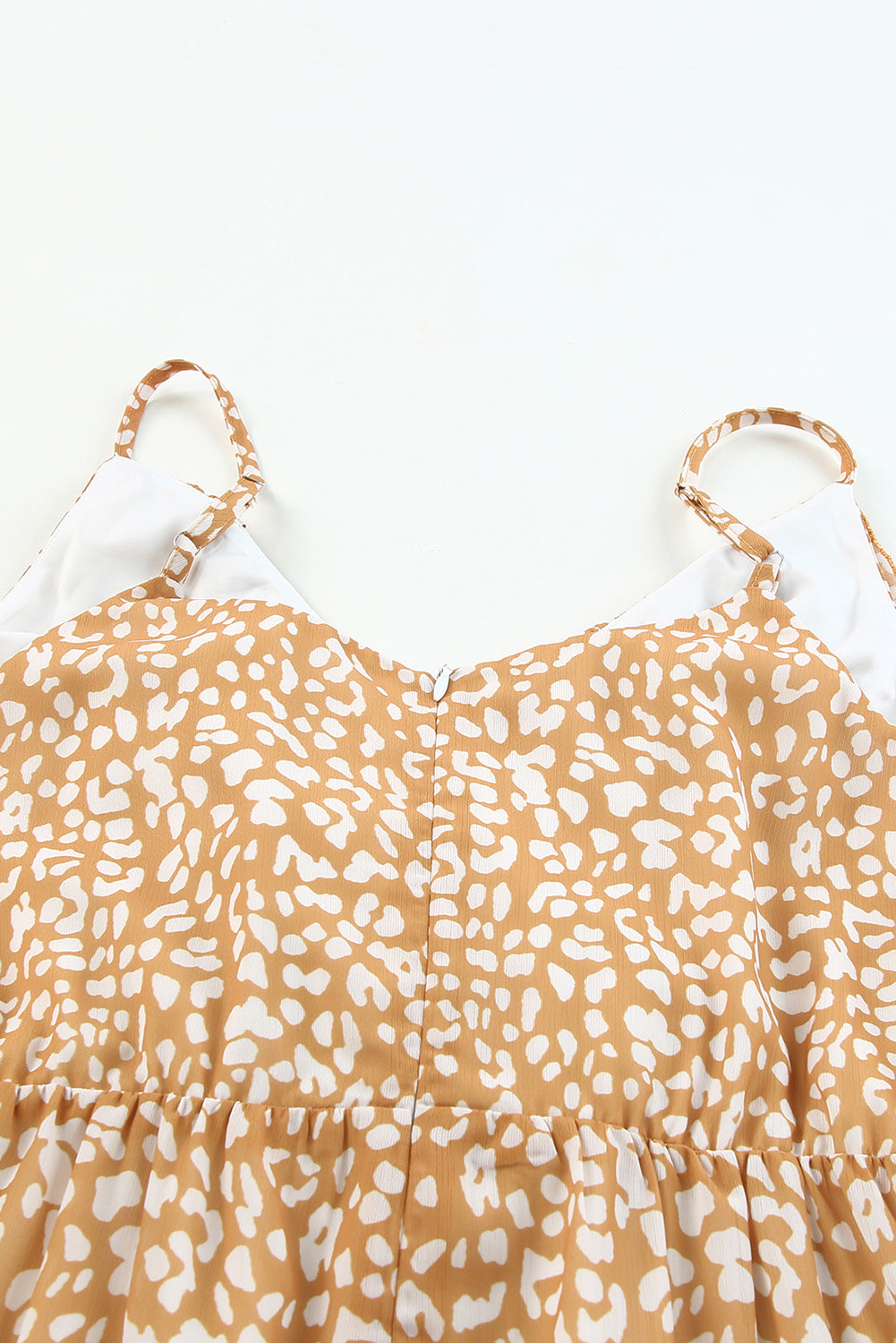 Yellow Leopard Print Drawstring Ruffled V Neck Jumpsuit