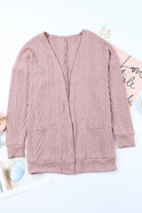 Pink Drop Shoulder Textured Cardigan