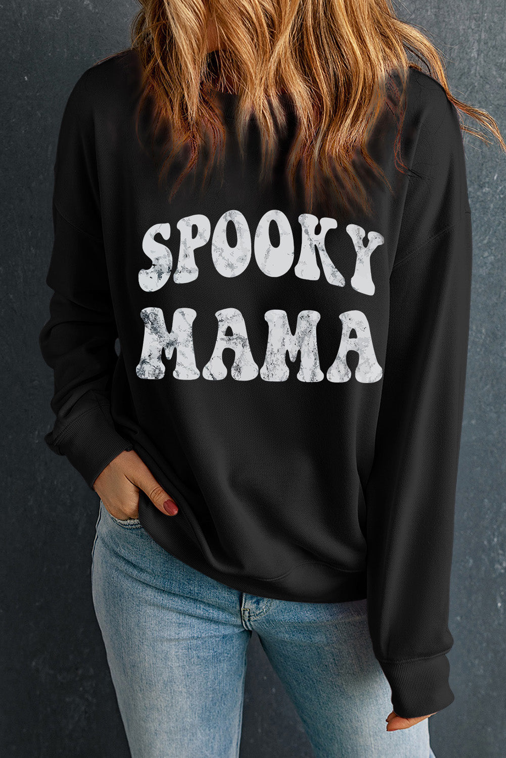 Black Spooky Season Halloween Fashion Graphic Sweatshirt