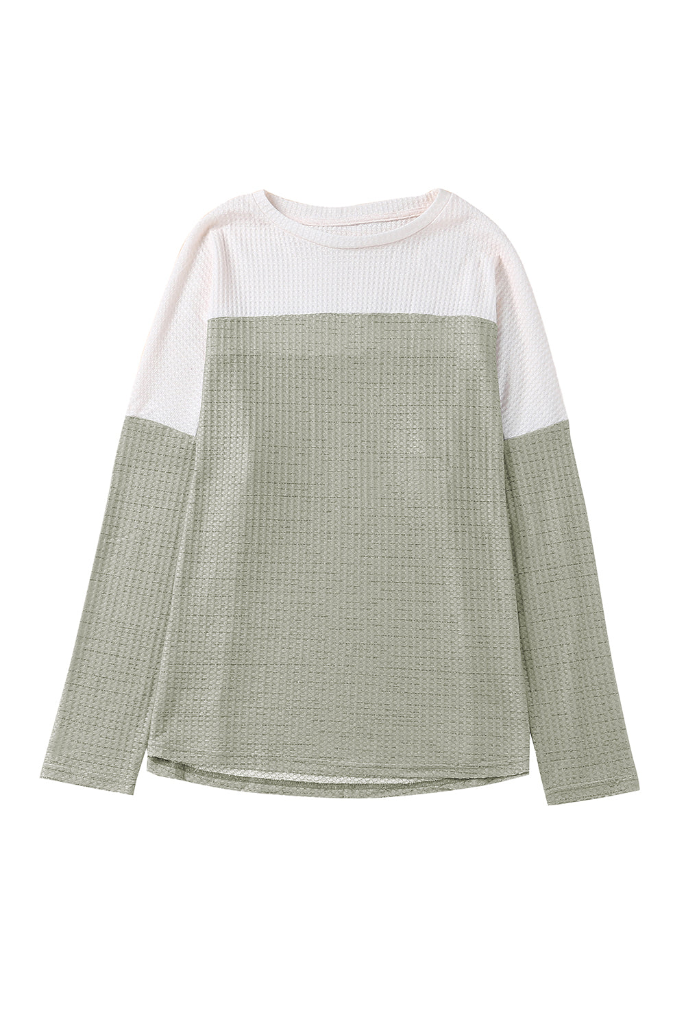 Green Plus Size Colorblock Knit Long Sleeve Top