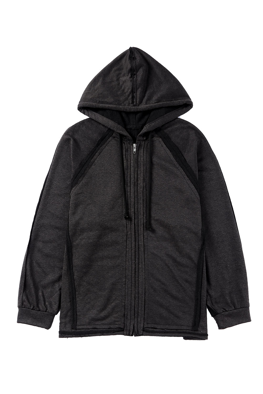 Sky Blue Solid Color Oversized Zip Up Hoodie with Pockets