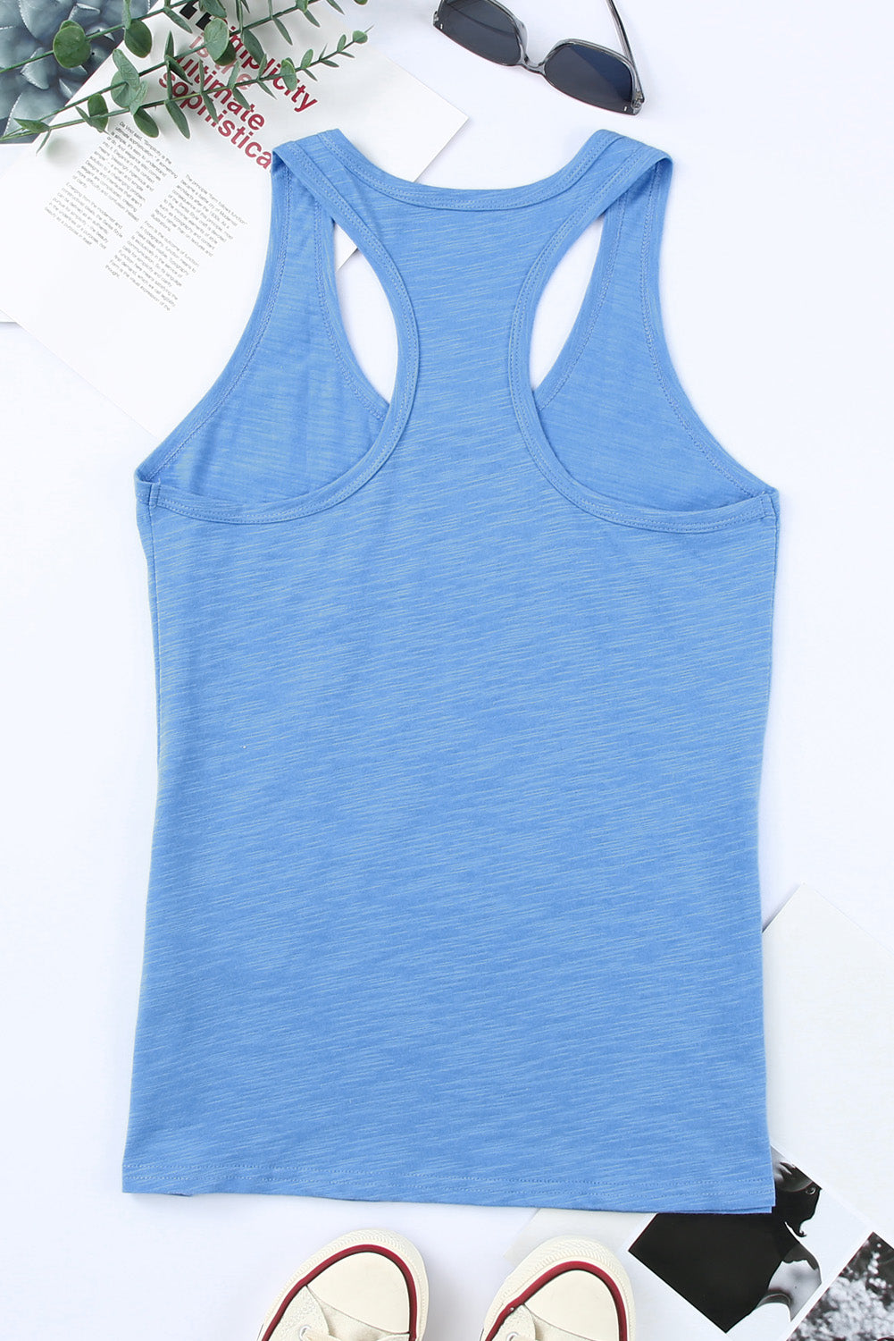 White Scoop Neck Basic Solid Tank Top