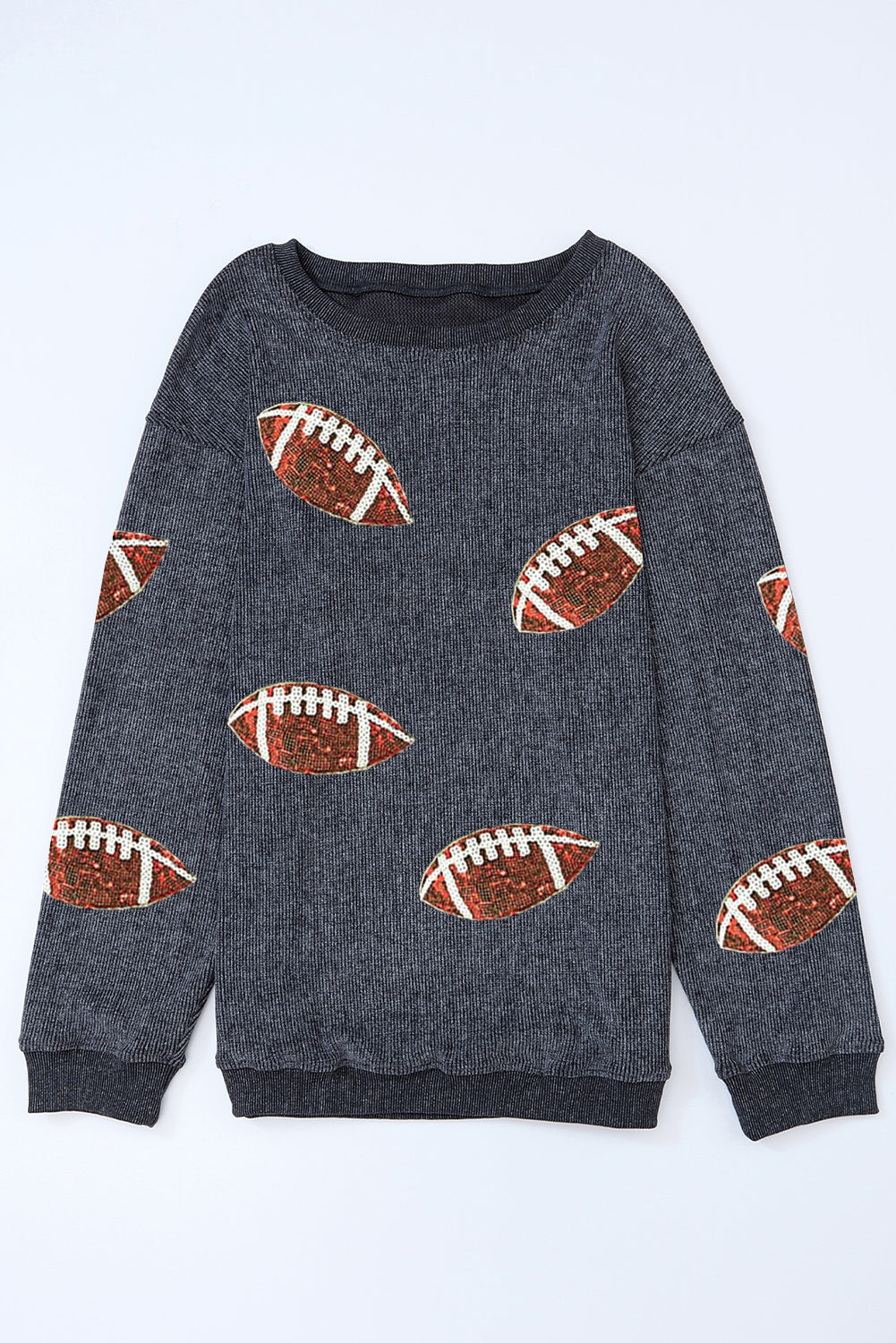 Red Sequined Rugby Graphic Drop Shoulder Sweatshirt