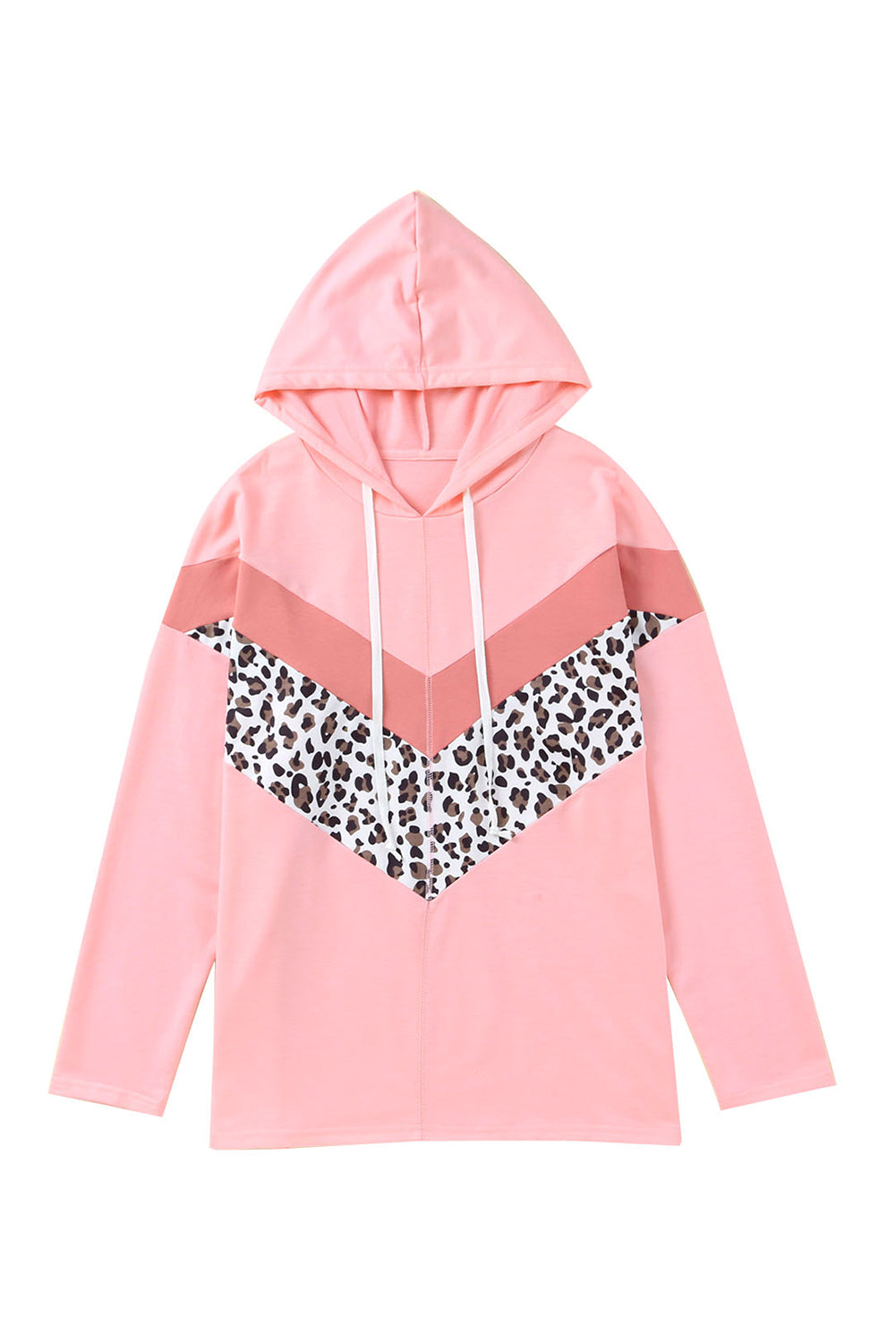 Pink Plus Size Taupe Chevron Hooded Top