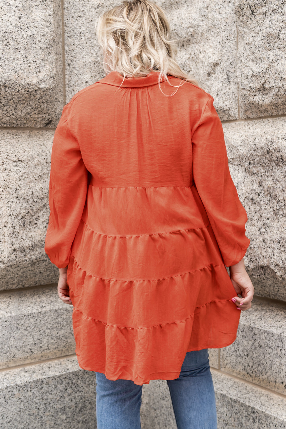 Green 3/4 Sleeve Plus Size Tunic Top