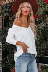 White Plain Basic Long Sleeve Tee with Pocket