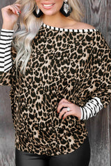 Leopard Striped Patchwork Long Sleeve Top