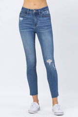 High Waist Dandelion Embroidery Skinny Jeans