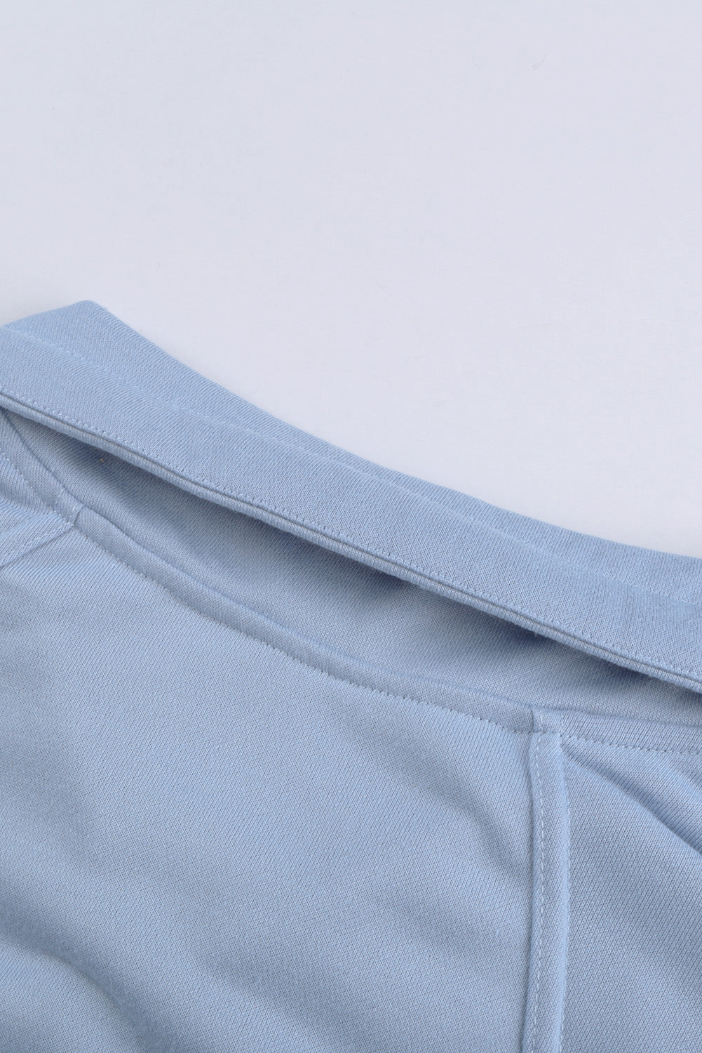 Cotton Pocketed Half Zip Pullover Sky Blue Sweatshirt