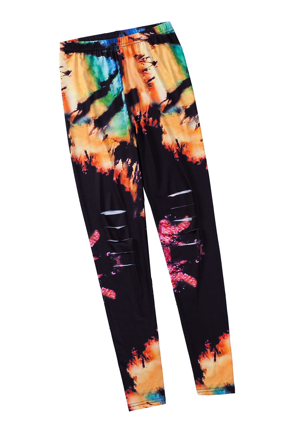 Multicolor Tie Dye Hollow Out Fitness Activewear Leggings