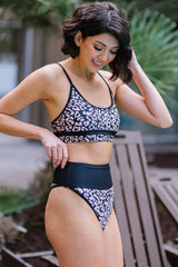 Leopard Panel High waisted swimsuits