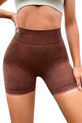 Brown Ribbed High Waist Butt Lift up Active Bottoms