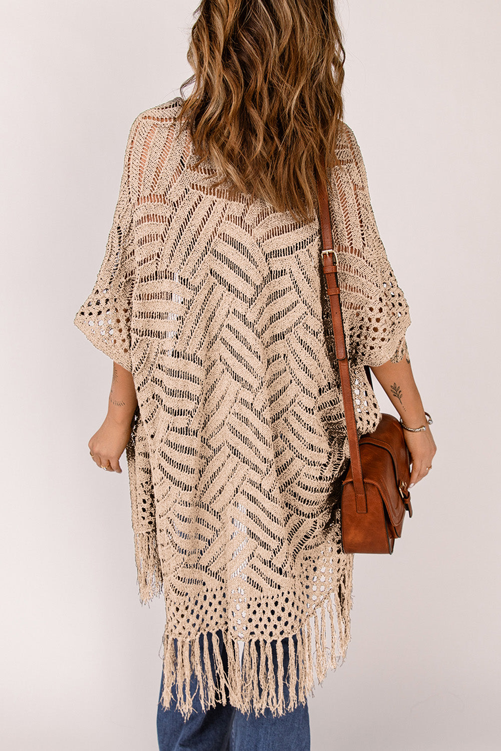 Black Loose Knitwear Kimono with Slits