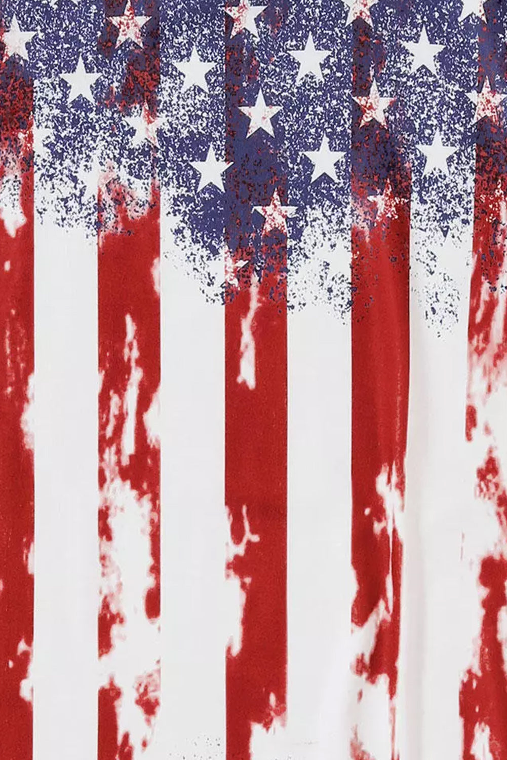 Red American Flag Inspired Bleached Print Short Sleeve Tee