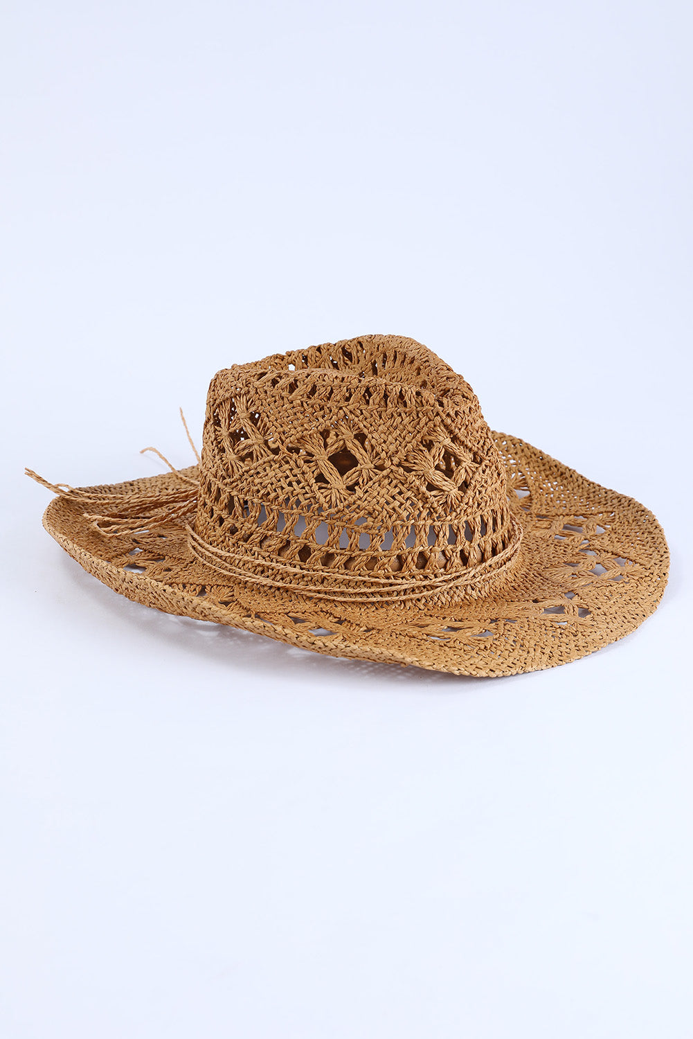 Khaki Hollow-out Straw Cowboy Hat