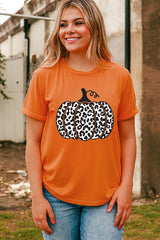 Orange Leopard Pumpkin Graphic Daily Fashion Tee