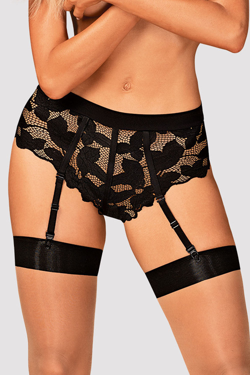 Black Eyelet Lace Panty with Garter Belt