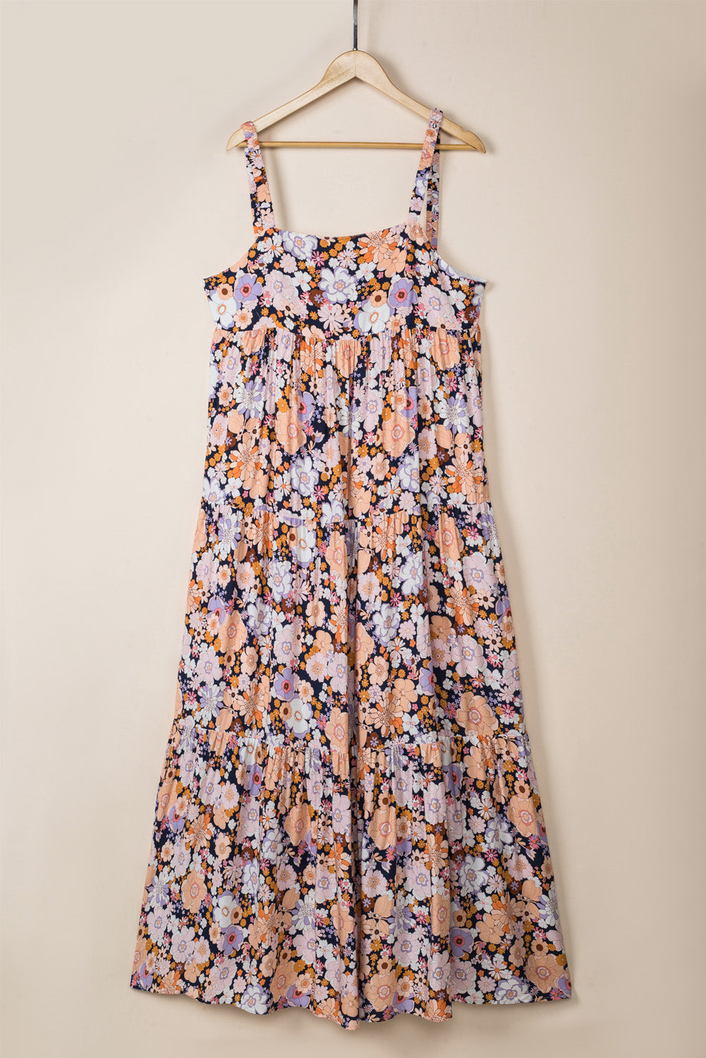 Multicolor Floral Print Scoop Back Maxi Sundress