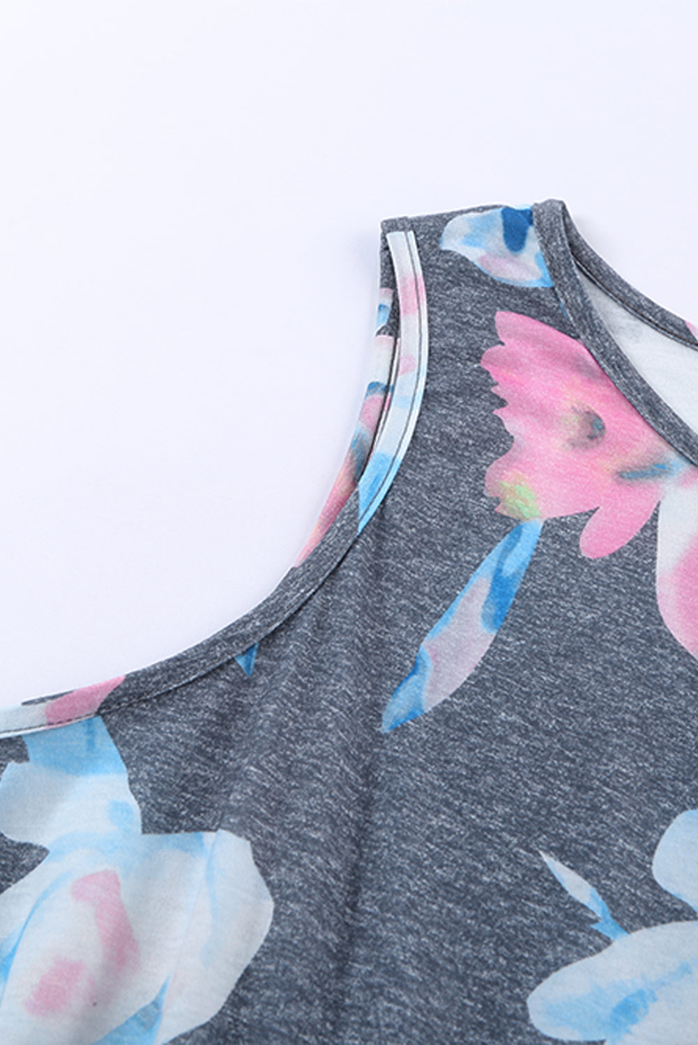 Gray Flowy Blooms Babydoll Tank Top