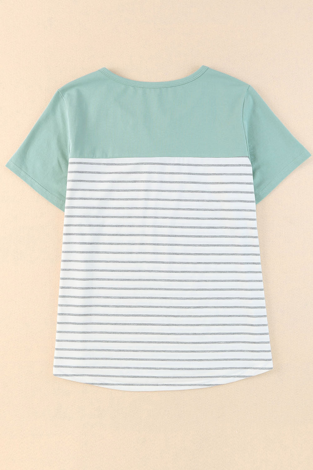 Green Contrast Striped Plus Size Short Sleeve Tee