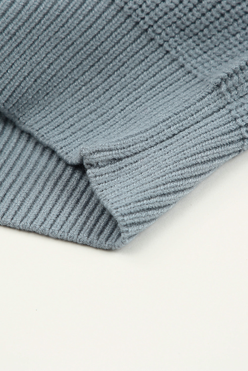 Gray Plain Hollow-out Knit Long Sleeve Pullover Sweater