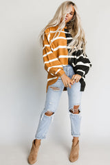 Stripe Oversized Contrast Printed Dropped Shoulder Top