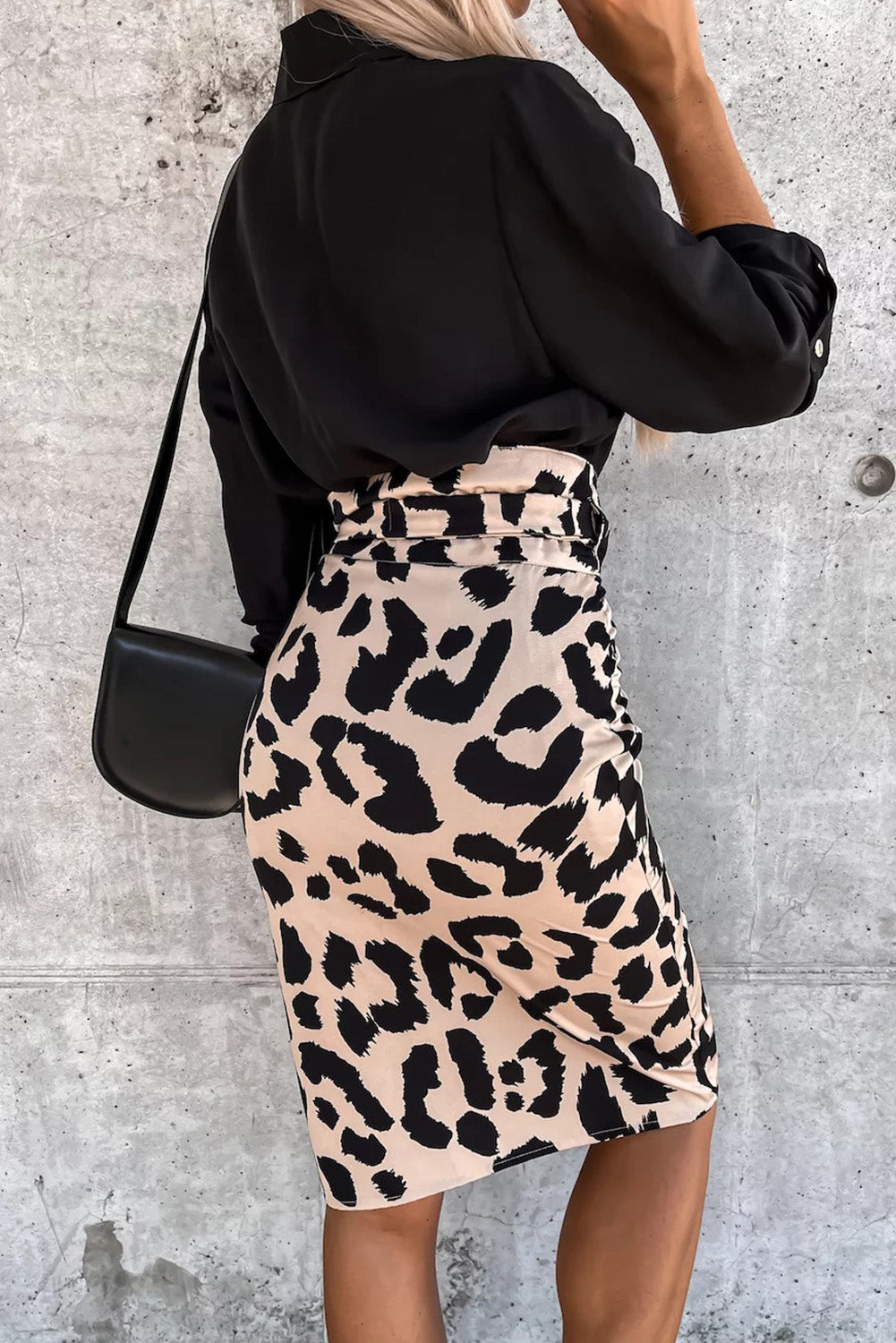 Leopard High Waist Leopard Skirt with Tie