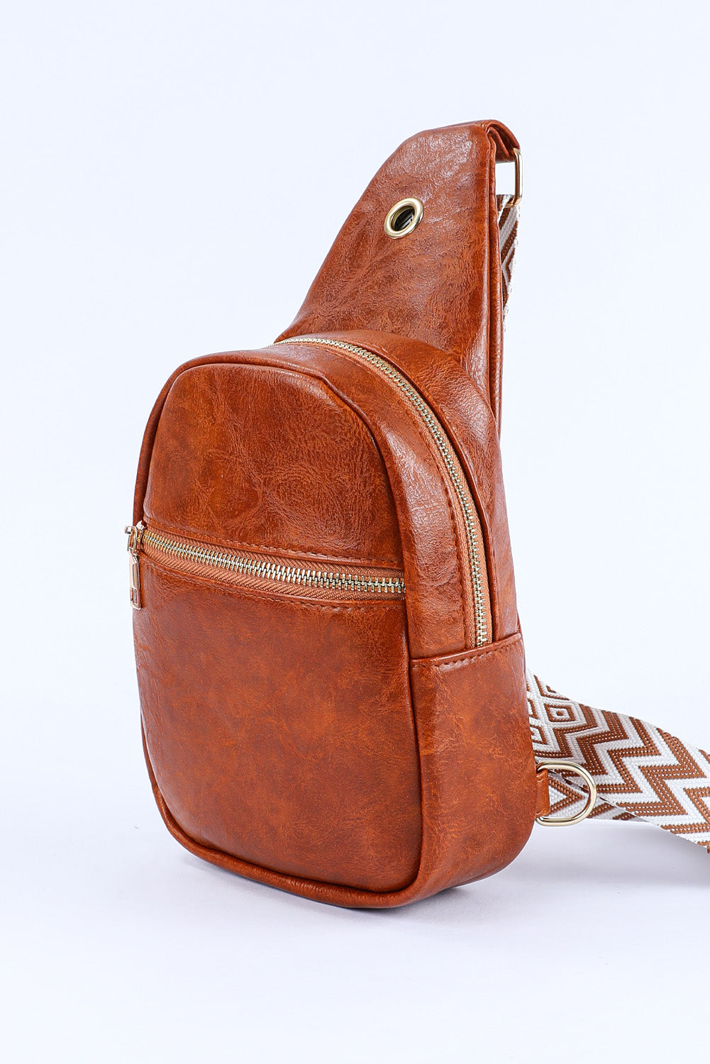 Brown Crossbody PU Leather Sling Bag