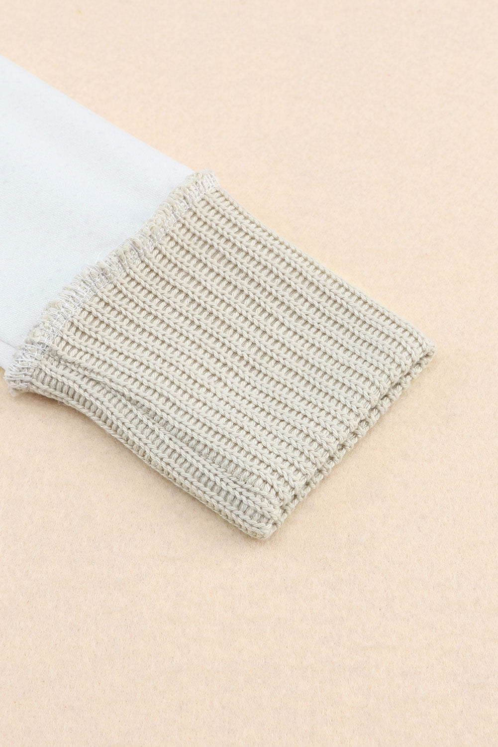 Gray Long Sleeve Textured Knit Patchwork Hoodie