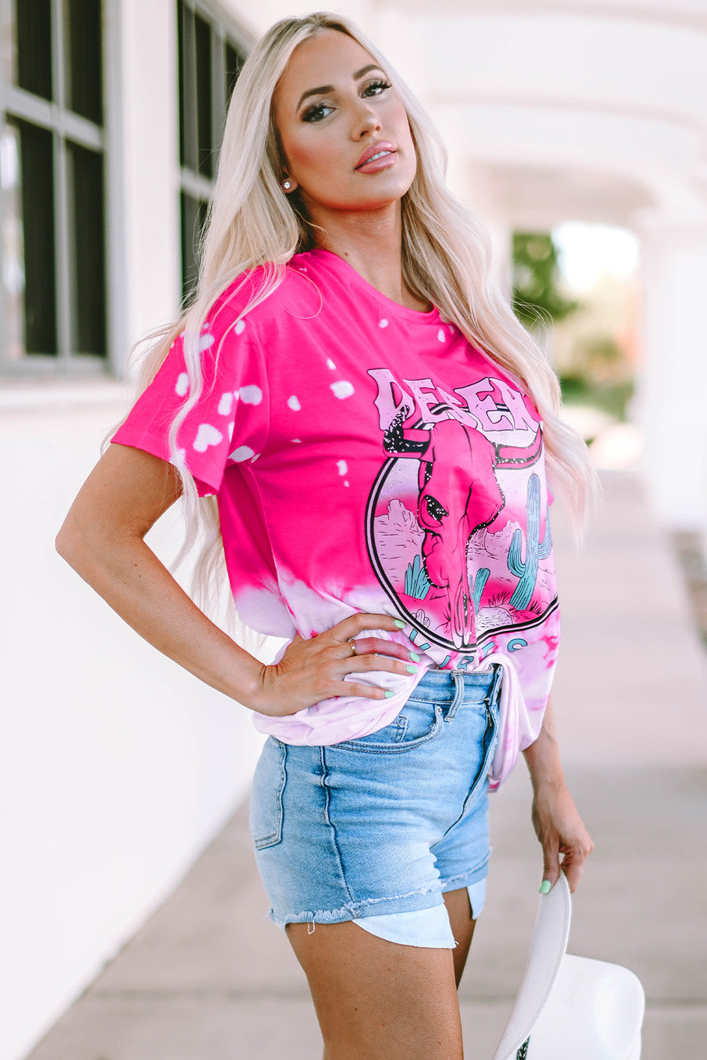 Rose EASTER VIBES Skull Graphic Print Oversized T Shirt