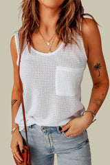 White Waffle Texture Tank Top