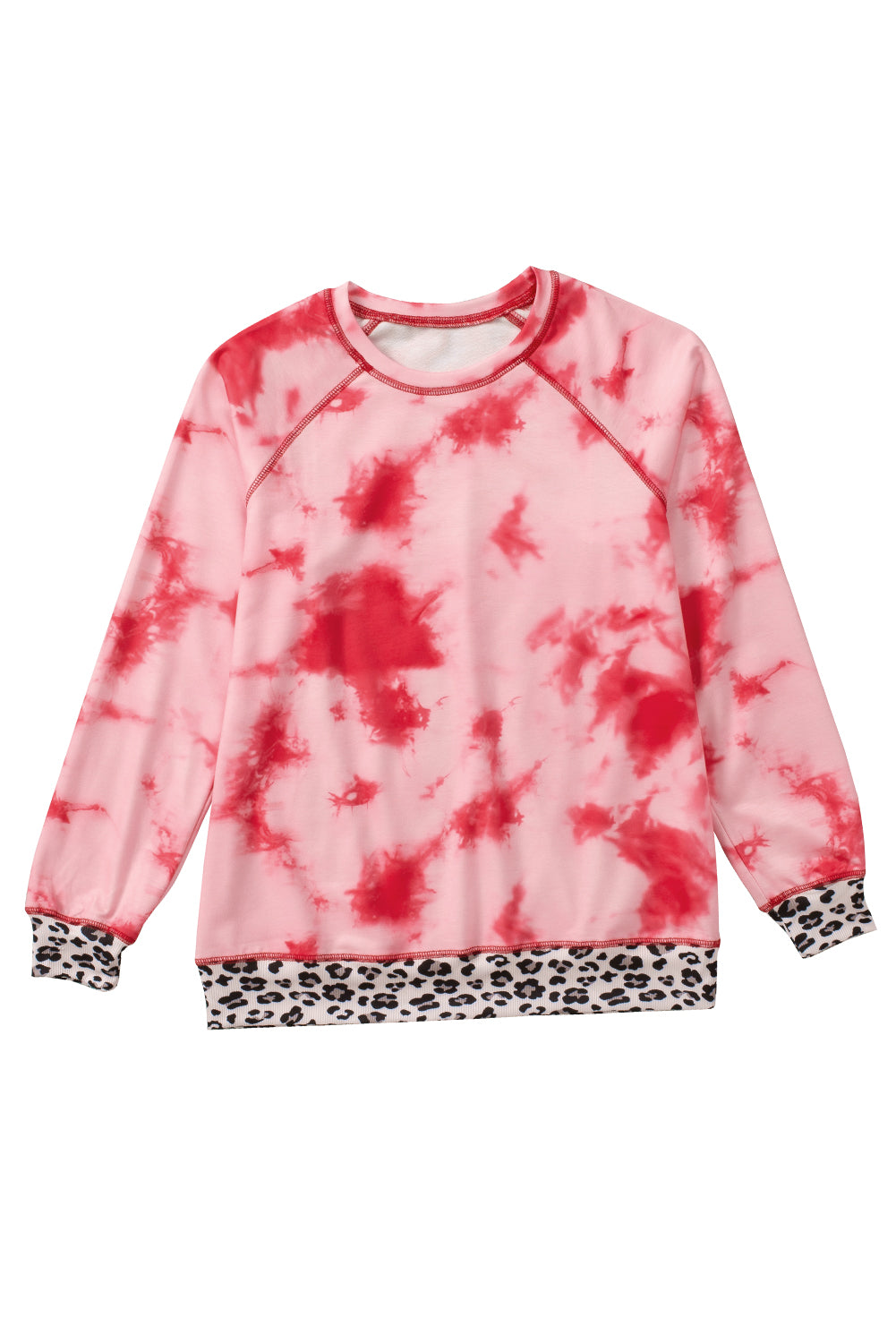Leopard Patchwork Tie Dye Print Long Sleeve Sweatshirt